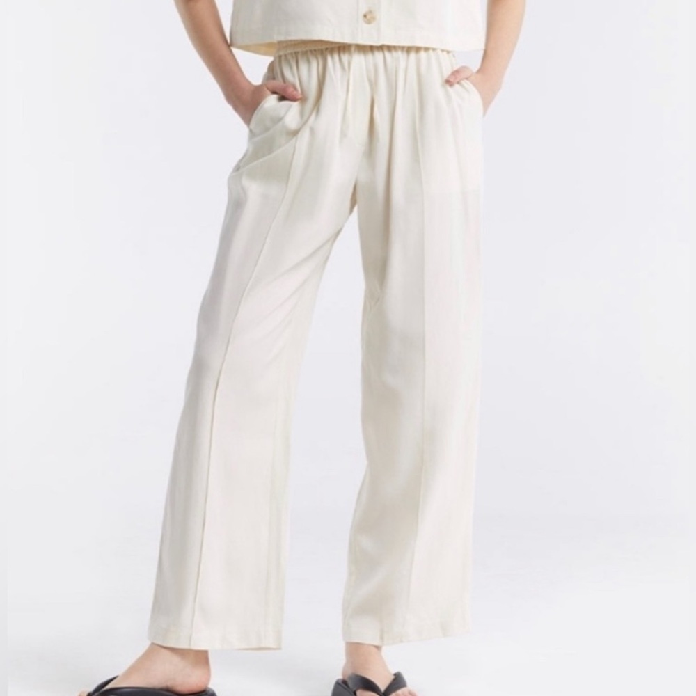 Latellier Linen and Cotton blend wide leg casual pants trousers L new - Picture 1 of 3